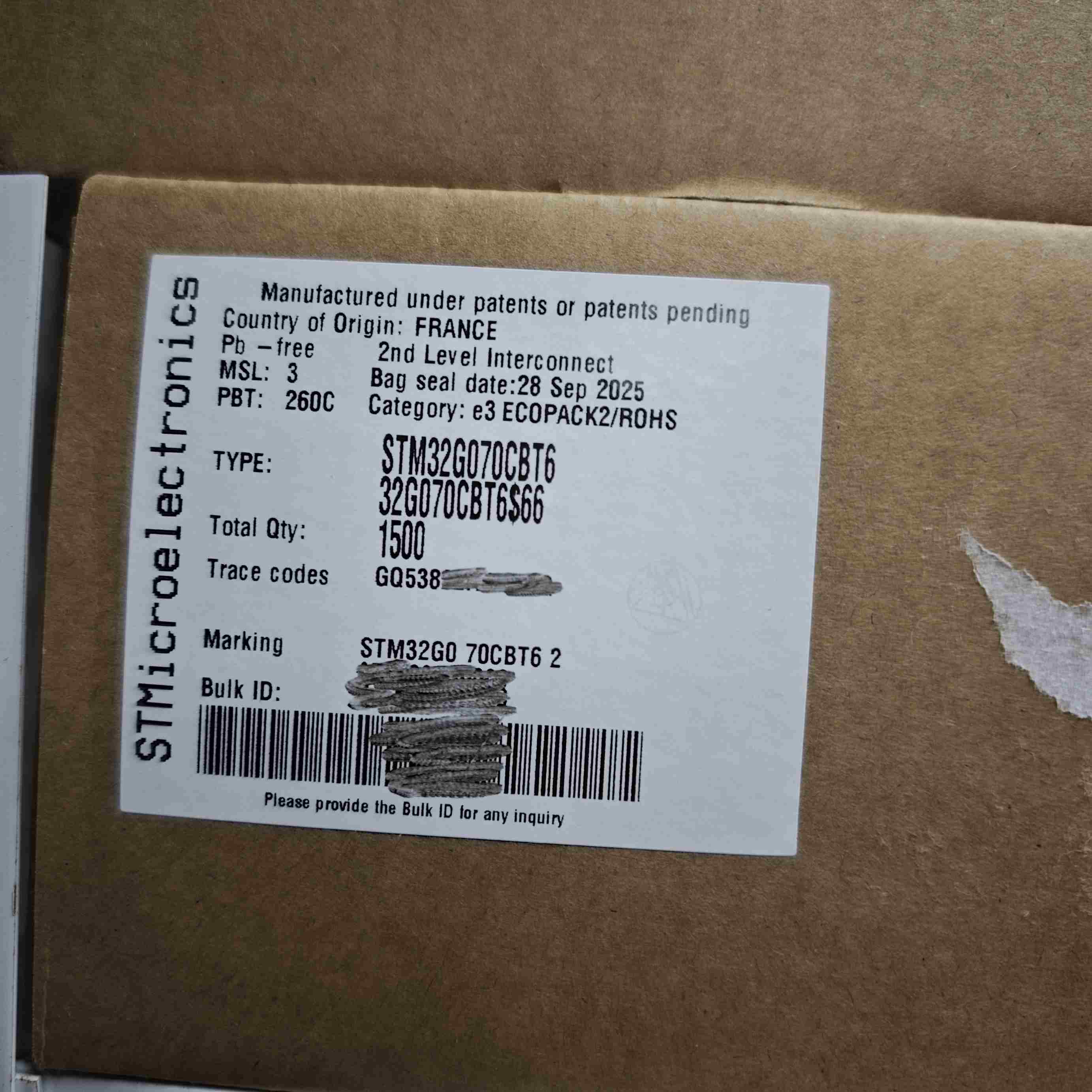 STM32G070CBT6 in-stock electronic component